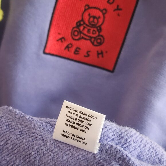 Teddy Fresh Hoodie Mens Medium Pullover Pastel Colorblock Purple Pink Blue Yello - Picture 6 of 11